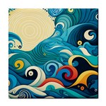 Waves Ocean Sea Abstract Whimsical Abstract Art Pattern Abstract Pattern Water Nature Moon Full Moon Tile Coaster
