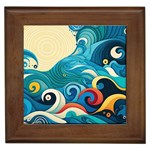 Waves Ocean Sea Abstract Whimsical Abstract Art Pattern Abstract Pattern Water Nature Moon Full Moon Framed Tile