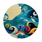 Waves Ocean Sea Abstract Whimsical Abstract Art Pattern Abstract Pattern Water Nature Moon Full Moon Ornament (Round)