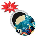 Waves Ocean Sea Abstract Whimsical Abstract Art Pattern Abstract Pattern Water Nature Moon Full Moon 1.75  Magnets (10 pack) 
