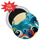 Waves Ocean Sea Abstract Whimsical Abstract Art Pattern Abstract Pattern Water Nature Moon Full Moon 2.25  Magnets (100 pack) 