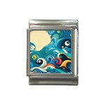 Waves Ocean Sea Abstract Whimsical Abstract Art Pattern Abstract Pattern Water Nature Moon Full Moon Italian Charm (13mm)