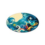 Waves Ocean Sea Abstract Whimsical Abstract Art Pattern Abstract Pattern Water Nature Moon Full Moon Sticker (Oval)
