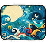 Waves Ocean Sea Abstract Whimsical Abstract Art Pattern Abstract Pattern Water Nature Moon Full Moon Two Sides Fleece Blanket (Mini)