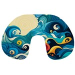 Waves Ocean Sea Abstract Whimsical Abstract Art Pattern Abstract Pattern Water Nature Moon Full Moon Travel Neck Pillow
