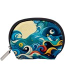 Waves Ocean Sea Abstract Whimsical Abstract Art Pattern Abstract Pattern Water Nature Moon Full Moon Accessory Pouch (Small)