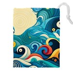 Waves Ocean Sea Abstract Whimsical Abstract Art Pattern Abstract Pattern Water Nature Moon Full Moon Drawstring Pouch (5XL)