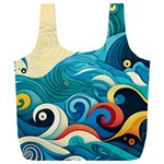 Waves Ocean Sea Abstract Whimsical Abstract Art Pattern Abstract Pattern Water Nature Moon Full Moon Full Print Recycle Bag (XXL)