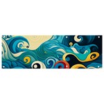 Waves Ocean Sea Abstract Whimsical Abstract Art Pattern Abstract Pattern Water Nature Moon Full Moon Banner and Sign 9  x 3 