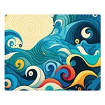 Waves Ocean Sea Abstract Whimsical Abstract Art Pattern Abstract Pattern Water Nature Moon Full Moon Premium Plush Fleece Blanket (Large)