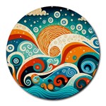 Waves Ocean Sea Abstract Whimsical Abstract Art Pattern Abstract Pattern Nature Water Seascape Round Mousepad
