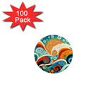 Waves Ocean Sea Abstract Whimsical Abstract Art Pattern Abstract Pattern Nature Water Seascape 1  Mini Magnets (100 pack) 