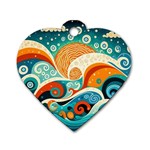 Waves Ocean Sea Abstract Whimsical Abstract Art Pattern Abstract Pattern Nature Water Seascape Dog Tag Heart (One Side)