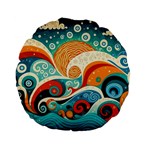 Waves Ocean Sea Abstract Whimsical Abstract Art Pattern Abstract Pattern Nature Water Seascape Standard 15  Premium Flano Round Cushions