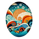 Waves Ocean Sea Abstract Whimsical Abstract Art Pattern Abstract Pattern Nature Water Seascape Oval Glass Fridge Magnet (4 pack)