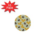 Bees Pattern Honey Bee Bug Honeycomb Honey Beehive 1  Mini Buttons (10 pack) 