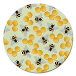 Bees Pattern Honey Bee Bug Honeycomb Honey Beehive Magnet 5  (Round)