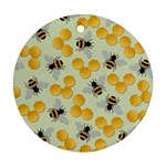 Bees Pattern Honey Bee Bug Honeycomb Honey Beehive Round Ornament (Two Sides)