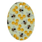 Bees Pattern Honey Bee Bug Honeycomb Honey Beehive Oval Ornament (Two Sides)