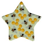 Bees Pattern Honey Bee Bug Honeycomb Honey Beehive Star Ornament (Two Sides)