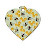 Bees Pattern Honey Bee Bug Honeycomb Honey Beehive Dog Tag Heart (Two Sides)