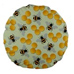 Bees Pattern Honey Bee Bug Honeycomb Honey Beehive Large 18  Premium Round Cushions