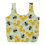 Bees Pattern Honey Bee Bug Honeycomb Honey Beehive Full Print Recycle Bag (L)