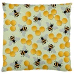 Bees Pattern Honey Bee Bug Honeycomb Honey Beehive Large Premium Plush Fleece Cushion Case (One Side)