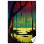 Nature Swamp Water Sunset Spooky Night Reflections Bayou Lake Canvas 24  x 36 