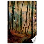 Woodland Woods Forest Trees Nature Outdoors Mist Moon Background Artwork Book Canvas 12  x 18 