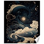 Starry Sky Moon Space Cosmic Galaxy Nature Art Clouds Art Nouveau Abstract Canvas 8  x 10 