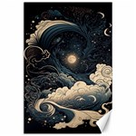 Starry Sky Moon Space Cosmic Galaxy Nature Art Clouds Art Nouveau Abstract Canvas 24  x 36 