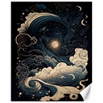 Starry Sky Moon Space Cosmic Galaxy Nature Art Clouds Art Nouveau Abstract Canvas 11  x 14 
