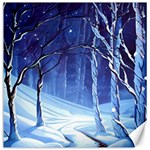 Landscape Outdoors Greeting Card Snow Forest Woods Nature Ai Generated Path Trail Santa s Village Vi Canvas 16  x 16 