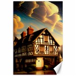 Village House Cottage Medieval Timber Tudor Split-timber Frame Architecture Town Twilight Chimney Canvas 24  x 36 