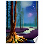 Artwork Outdoors Night Trees Setting Scene Forest Woods Light Moonlight Nature Canvas 36  x 48 