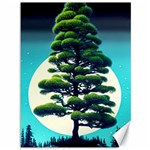 Pine Moon Tree Landscape Nature Scene Stars Setting Night Midnight Full Moon Canvas 36  x 48 