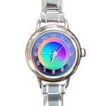 Circle Colorful Rainbow Spectrum Button Gradient Round Italian Charm Watch
