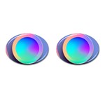 Circle Colorful Rainbow Spectrum Button Gradient Cufflinks (Oval)