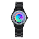 Circle Colorful Rainbow Spectrum Button Gradient Stainless Steel Round Watch