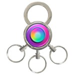Circle Colorful Rainbow Spectrum Button Gradient Psychedelic Art 3-Ring Key Chain