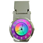 Circle Colorful Rainbow Spectrum Button Gradient Psychedelic Art Money Clip Watches