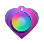 Circle Colorful Rainbow Spectrum Button Gradient Psychedelic Art Dog Tag Heart (One Side)