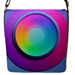 Circle Colorful Rainbow Spectrum Button Gradient Psychedelic Art Flap Closure Messenger Bag (S)