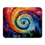 Cosmic Rainbow Quilt Artistic Swirl Spiral Forest Silhouette Fantasy Small Mousepad