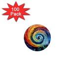 Cosmic Rainbow Quilt Artistic Swirl Spiral Forest Silhouette Fantasy 1  Mini Magnets (100 pack) 