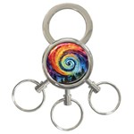 Cosmic Rainbow Quilt Artistic Swirl Spiral Forest Silhouette Fantasy 3-Ring Key Chain