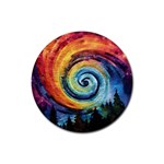 Cosmic Rainbow Quilt Artistic Swirl Spiral Forest Silhouette Fantasy Rubber Round Coaster (4 pack)