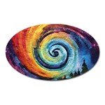 Cosmic Rainbow Quilt Artistic Swirl Spiral Forest Silhouette Fantasy Oval Magnet