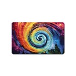 Cosmic Rainbow Quilt Artistic Swirl Spiral Forest Silhouette Fantasy Magnet (Name Card)